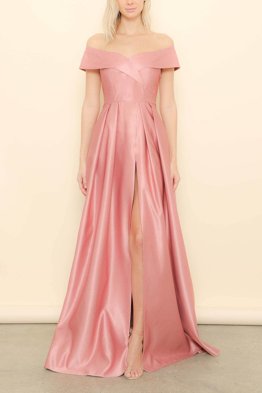 green emerald velvet dress Fuchsia Puff Sleeve Evening Gown Off the Shoulder Pleated Formal Dress