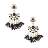 Crystal Flower Tassel Earrings