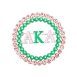 AKA Brooch Pink Green AKA Round Pin