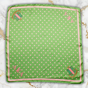 AKA Green Polka Dot Square Sorority Scarf