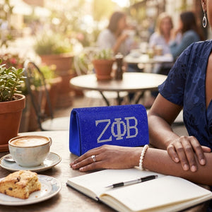 ZPB Blue and Clear Rhinestone Flap Snap Clutch Bag