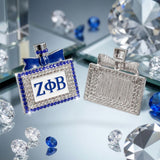 ZPB Blue and White Rhinestone Perfume Brooch