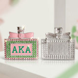 AKA Pink and Green Rhinestone Perfume Brooch