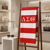 DST Red and White Microfiber Stripe Beach Towel