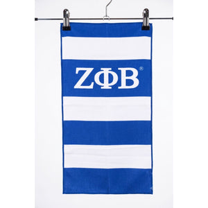ZPB Blue and White Microfiber Stripe Hand Towel