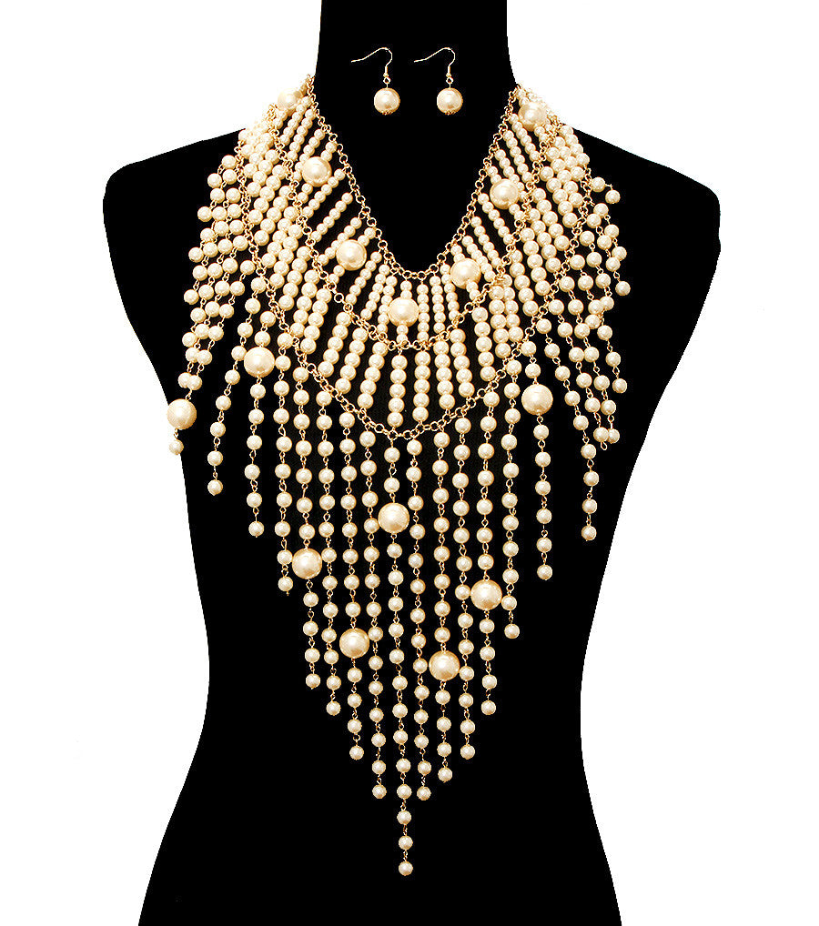Pearl Draped Necklace Set