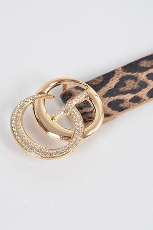 Leopard Rhinestone Buckle Belt