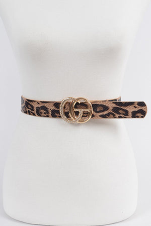 Leopard Rhinestone Buckle Belt