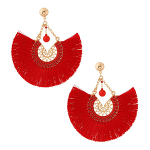 Silk Fan Tassel Earrings