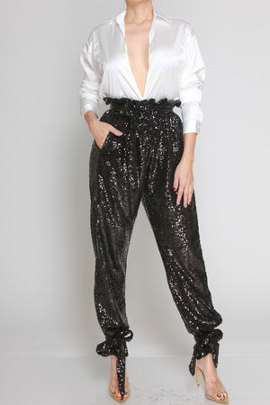 Sequins High Waist Pants