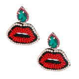Red Lips Earrings (Green)