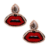 Red Lips Earrings (Hematite)