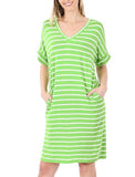 Running Errands Stripe Dress - Lime Green