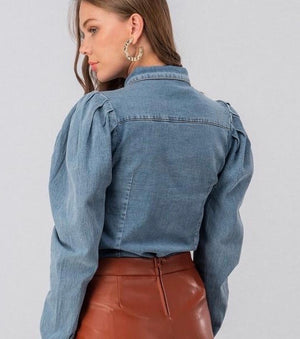 Denim Puff Blouse