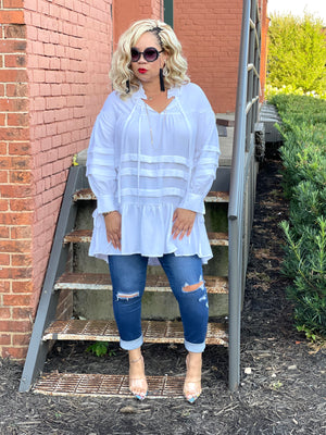 Aprille Hi Low Shirtdress (White)