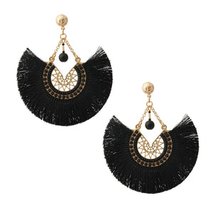 Silk Fan Tassel Earrings